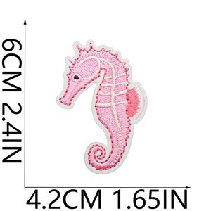 Iron on Embroidered pink Style Beach Time Sea Star Boots Howdy Sea House Crab Dolphin Patch for Clothing <b>Hat</b> <b>Bag</b> Decoration - Product Image 5