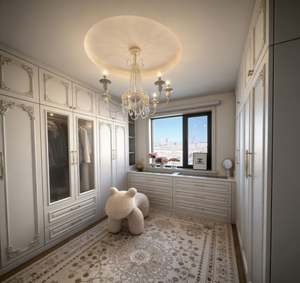 Elegant <b>White</b> Wooden Bedroom <b>Wardrobe</b> with Mirror and <b>Large</b> Storage Space Integrated Closet Cabinet for Clothes Organizer - Product Image 2