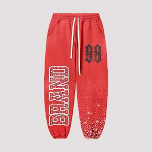 Ensemble sweat-shirt et pantalon de survêtement pour homme, tendance 2025, personnalisé, respirant, imprimé à l'écran avec des strass, lavage à l'acide, vintage, décontracté chic d'été - Product Image 4