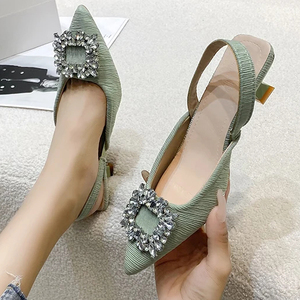 619 nuovo prodotto tacchi per gatti a basso prezzo mezze scarpe 3 colori all'ingrosso alla moda sandali da donna design semplice - Product Image 3