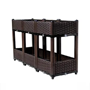 Rattan Doppels chicht Kunststoff Pflanz box Dach Garten Balkon Gemüse Pflanz box