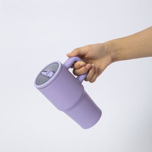 Vente en gros Tasse isotherme portable en acier inoxydable à double paroi sous vide de 20 oz avec poignée et paille, Mug de voyage pour café, Vaso Cup - Product Image 4