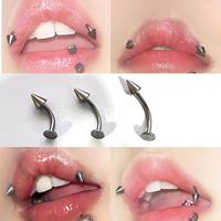 Piercing de Labio y Colmillo Curvo de Acero Inoxidable con Diseño de Nicho Estilo Dulce, Compatible con Otras Joyas de Perforación, Amigable con la Piel