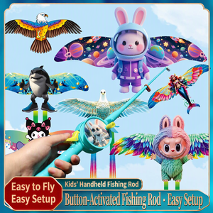 Caña de Pescar Dinámica de Mano para Niños, Fácil de Volar, con Diseños de Dibujos Animados de Golondrina y Águila y Alas que se Agitan (Plástico) - Product Image 5