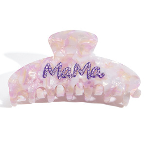 Acetate Claw Clip Shark Clip Hair Accessory With Mama Rhinestone Lettering Pink Purple Women Casual Headdress - Product Image 5