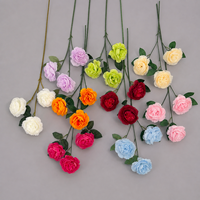 Vente en gros de fleurs artificielles en soie à 3 têtes de pivoine pour bouquet de mariage, décoration de centre de table