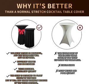 Jupe de table de Cocktail de couleur noire et blanche, couverture de table ronde élastique, hôtel de mariage, banquet en plein air, <span class=keywords><strong>nappe</strong></span> en spandex de 30 pouces - Product Image 5