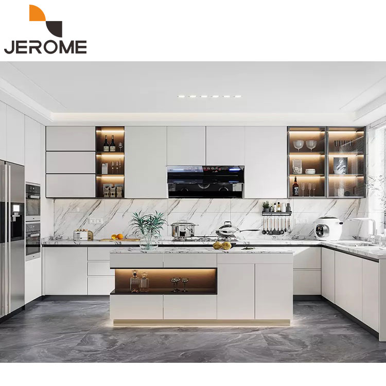 Фабрика JEROME, современный дизайн мебели, готовый к сборке, полный комплект, белые деревянные кухонные шкафы
