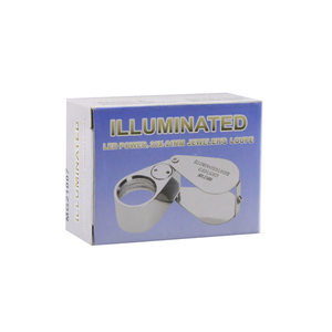 Two LED Lights MG21007 <strong>Triplet</strong> <strong>Lens</strong> Diamond Insects Magnifiers Folding Metal Jewelers Eye Loupes 30X21mm 30X Magnifier - Product Image 2