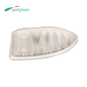 Bandeja de sushi Sashimi de plástico PP desechable reciclable, caja para llevar en forma de barco <span class=keywords><strong>con</strong></span> <span class=keywords><strong>tapa</strong></span> para platos y cuencos - Product Image 2