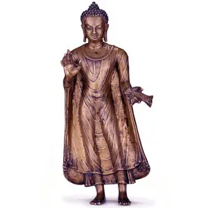 Бронзовая статуя Будды в натуральную величину, индийская латунная буддийская скульптура