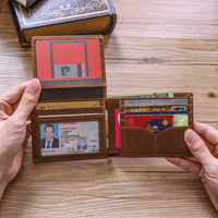 Dompet Kulit Sapi Asli Napa Berkualitas Tinggi 100% Warna Hitam Coklat, Set Dompet Hadiah untuk Pria (Sistem Dropship)