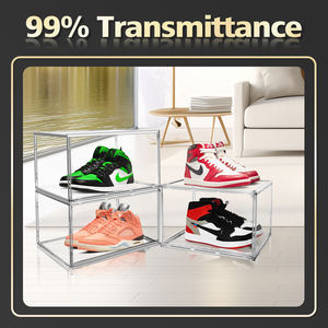 Tiroir d'affichage rangement en plastique étagère à chaussures transparente organisateur baskets empilables organisateur pliable caisse à chaussures - Product Image 2