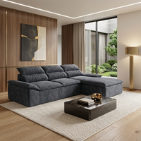 Canapé modulaire en velours gris en forme de L, capitonné, en éponge durable, pliable pour trois personnes, housse amovible écologique, appartement de luxe