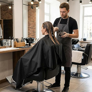 Cape de coiffure personnalisée avec logo et couleur unique pour salon de coiffure, tablier unisexe pour femmes et hommes, vente directe usine - Product Image 5