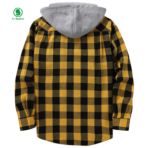 <span class=keywords><strong>Chemise</strong></span> à <span class=keywords><strong>carreaux</strong></span> décontractée pour hommes de taille américaine à capuche à manches longues double poche printemps automne veste en flanelle à double poche de grande taille - Product Image 2