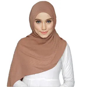 Jingmi turkish hijab wholesale usa new hot malaysian scarf breathable solid color flocked pearl chiffon