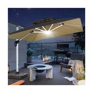 [Toldo de 280 gramos de poliéster] plata/gris/soporte de madera Color jardín/Hotel/cafetería/restaurante/<span class=keywords><strong>Patio</strong></span>/sombrilla de <span class=keywords><strong>patio</strong></span> - Product Image 1