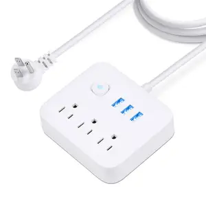Hot sell extention cord sockets 3 outlet surge protector power strip 3usb electrical extension board
