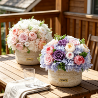 Vase en travertin pour décoration de table de mariage à domicile, marque privée, arrangement de roses éternelles préservées pour toujours