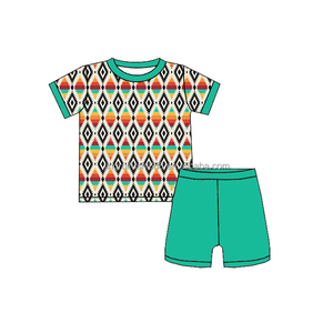 Conjuntos de Ropa de Verano para Bebés y Niños Pequeños con Estampado Azteca, Camisetas de Manga Corta y Pantalones Cortos, Conjuntos de 2 Piezas - Product Image 4