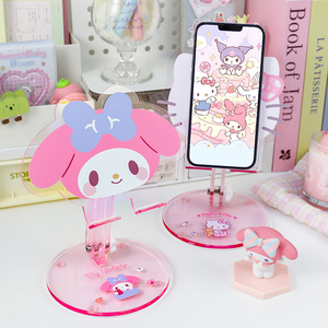 Dolce serie Sanrio Stand ciao <span class=keywords><strong>Kitty</strong></span> Kuromi My Melody porta telefono regolabile Tablet Dock grazioso acrilico rosa decorazione da scrivania per gli appassionati - Product Image 3