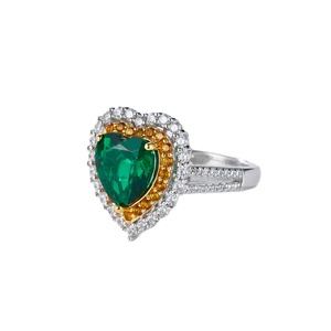 Bán buôn thời trang Đồ trang sức mỹ Nhẫn nhà máy thiết kế mới 925 sterling Silver Lab Grown Emerald + 5A Trắng Zirconium Nhẫn - Product Image 6