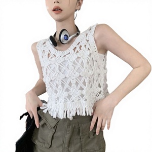 Loveda Nueva Tendencia Chaleco de Punto Calado Transpirable Casual para Mujer con Borlas y Cuello Redondo - Product Image 3