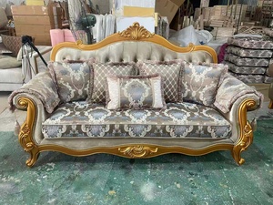 Classical Chesterfield <b>Sofa</b> With Tufted Back Fabric Upholstery Rolled Arms Three Seat <b>Living</b> <b>Room</b> Furniture - Product Image 4