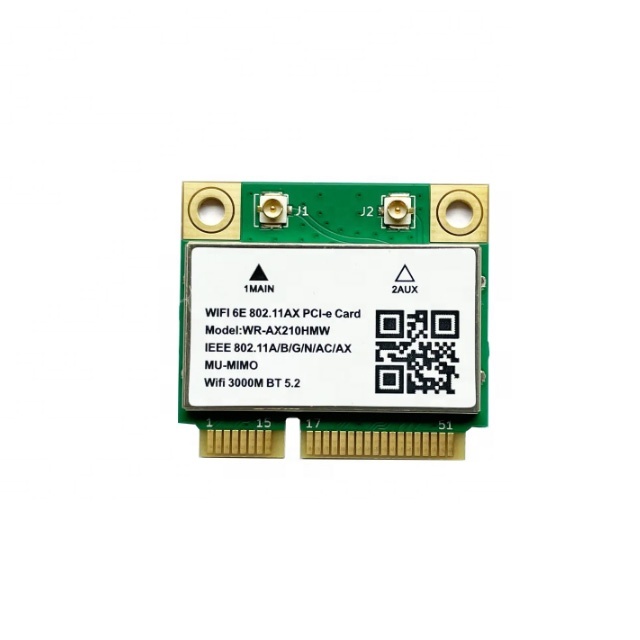 Mini PCI-E WiFi Card AX210 Wlan Network Card For Win10 WIFI6E 5374Mbps PCI-E Blue-tooth 5.2 802.11AX 2.4G/5G AX210HMW