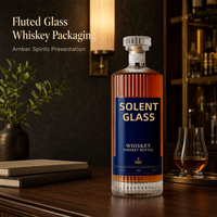 Bouteille de whisky en verre cannelé Solent avec bouchon en verre, étiquette privée, OEM, ODM, fournisseur en gros d'emballages pour spiritueux