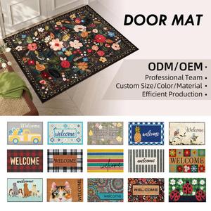 <span class=keywords><strong>Tapis</strong></span> de bienvenue floral imprimé sur mesure, <span class=keywords><strong>tapis</strong></span> d'entrée décoratif <span class=keywords><strong>antidérapant</strong></span> ODM/OEM pour la maison et le porche - Product Image 1