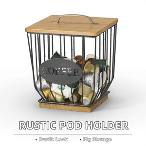 Porte-capsules à café polyvalent, rustique, grande capacité, en fer, à un seul niveau, gain de place pour la maison, porte-filtre à café - Product Image 2