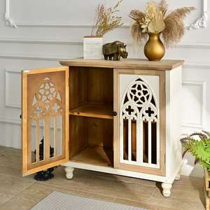 INNOVA Hot Sale Elegant Rustic Accent Farmhouse Eco-friendly Solid <b>Wooden</b> Storage Console Cabinet for Living Room Hotel Use - Product Image 3