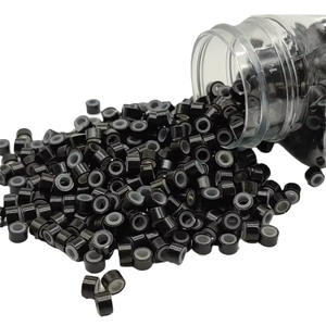 Black Plastic Micro Ring Hair Extension Connectors for Professional Use - Product Image 1