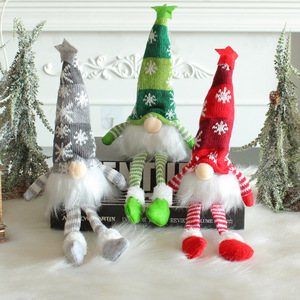 Gnomos Navideños Tejidos con Luces LED, Adornos de Peluche de Santa Claus sin Rostro con Copos de Nieve, Decoración Navideña - Product Image 2