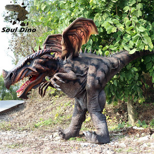 ชุดไดโนเสาร์มังกรตะวันตกขนาดเท่าตัวจริงแบบสั่งทำพิเศษ โครงโลหะ ผิวซิลิโคน พร้อมเสียงคำราม สำหรับสวนสนุกผจญภัยสำหรับผู้ใหญ่ - Product Image 3