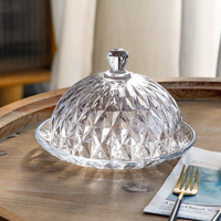 Ensemble de cloches à gâteau en verre écologiques et durables pour le thé de l'après-midi, motif diamant, cloche de service en verre pour la décoration de table de mariage et de banquet
