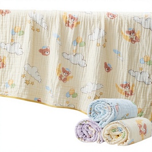 Serviette de Bain Bébé en Coton Pur Gaze Octobre Crystal 95x95cm 110x110cm Motif Animalier Dessin Animé Douce Absorbante Rectangulaire Usage Domestique - Product Image 1