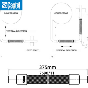ท่อซับแรงสั่นสะเทือน Castel รุ่น 7690/5 ขนาด 255 มม. สำหรับคอมเพรสเซอร์ทำความเย็น - Product Image 5
