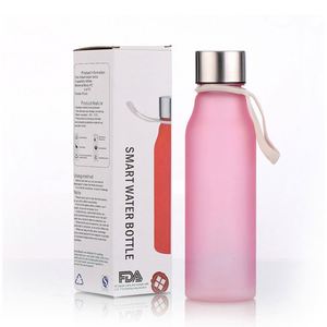 Botella de Agua Esmerilada Libre de BPA Aprobada por la FDA con Tapa de Plástico y Correa, Botella Reutilizable a Prueba de Fugas para la Escuela, Logotipo Personalizado - Product Image 1