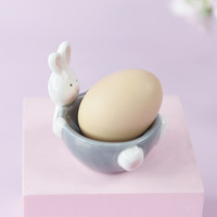 Porte-œufs en céramique en forme de lapin, cadeau créatif, support à œufs irrégulier, plat à condiments, décoration, modèle Dehua W211048