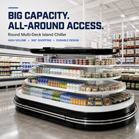 Multideck open display koeler semi verticale ronde vierkante eilandkoelkast voor supermarkt fruit groenten dranken