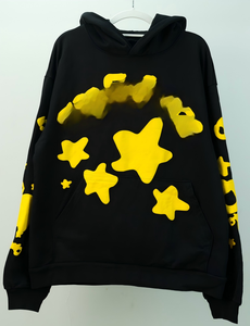 Felpa con Cappuccio in Velluto di Cotone Pesante 450g Stile Star Originale Invernale con Stampa in Schiuma a Ragnatela - Product Image 1