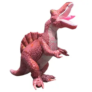 최신 더블 송풍기 지속 모양 핑크 자이언트 워킹 스피노 사우루스 공룡 의상 풍선 공룡 스피노 사우루스 의상
