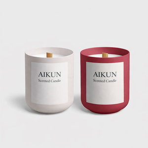 Vela Aromática de Lujo AIKUN en Frasco de Vidrio Rojo, Vela de Cera de Soya para Decoración del Hogar, Regalo Festivo y Ambiente Romántico - Product Image 5