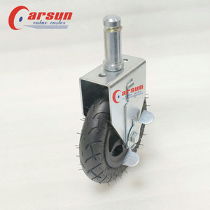 <span class=keywords><strong>6</strong></span>-Zoll-Stahlrollen Griff rings chaft Pneumatisch drehbar Rollen gummi material Aufblasbares pneumatisches Schwenk rad Gummi material - Product Image 4