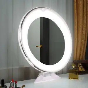 柔性化妆镜10x放大镜发光触摸屏化妆镜便携式梳妆台化妆镜