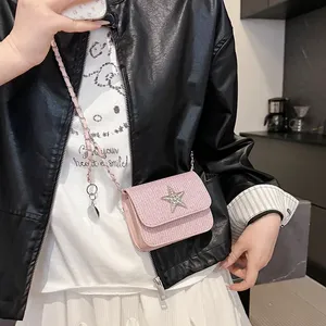 Star Design Women's Small Square Shoulder Bag Y2k Portable Ladies Chain Crossbody Bags Simple Female Handbags Clutch <b>Purse</b> - Product Image 4