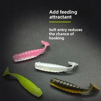 Leurre souple micro-particules à queue en T pour la pêche au bar, au mandarin et au poisson-serpent, en acier inoxydable sans hameçons